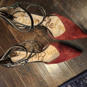 Sam Edelman Black & Maroon Studded Stiletto